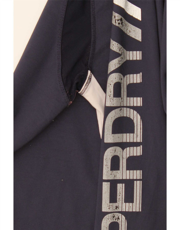 Superdry Damen Graphic Top Langarm UK 12 Mittel Marineblau Farbblock