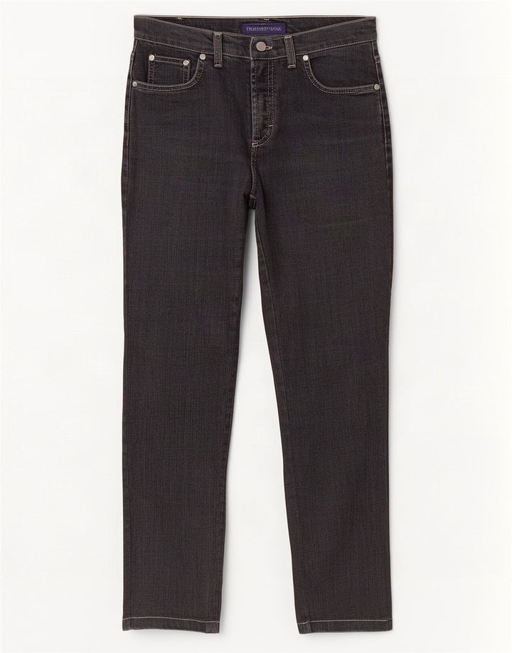 Trussardi Jeans Damen Straight W26 L28 Grau Baumwolle