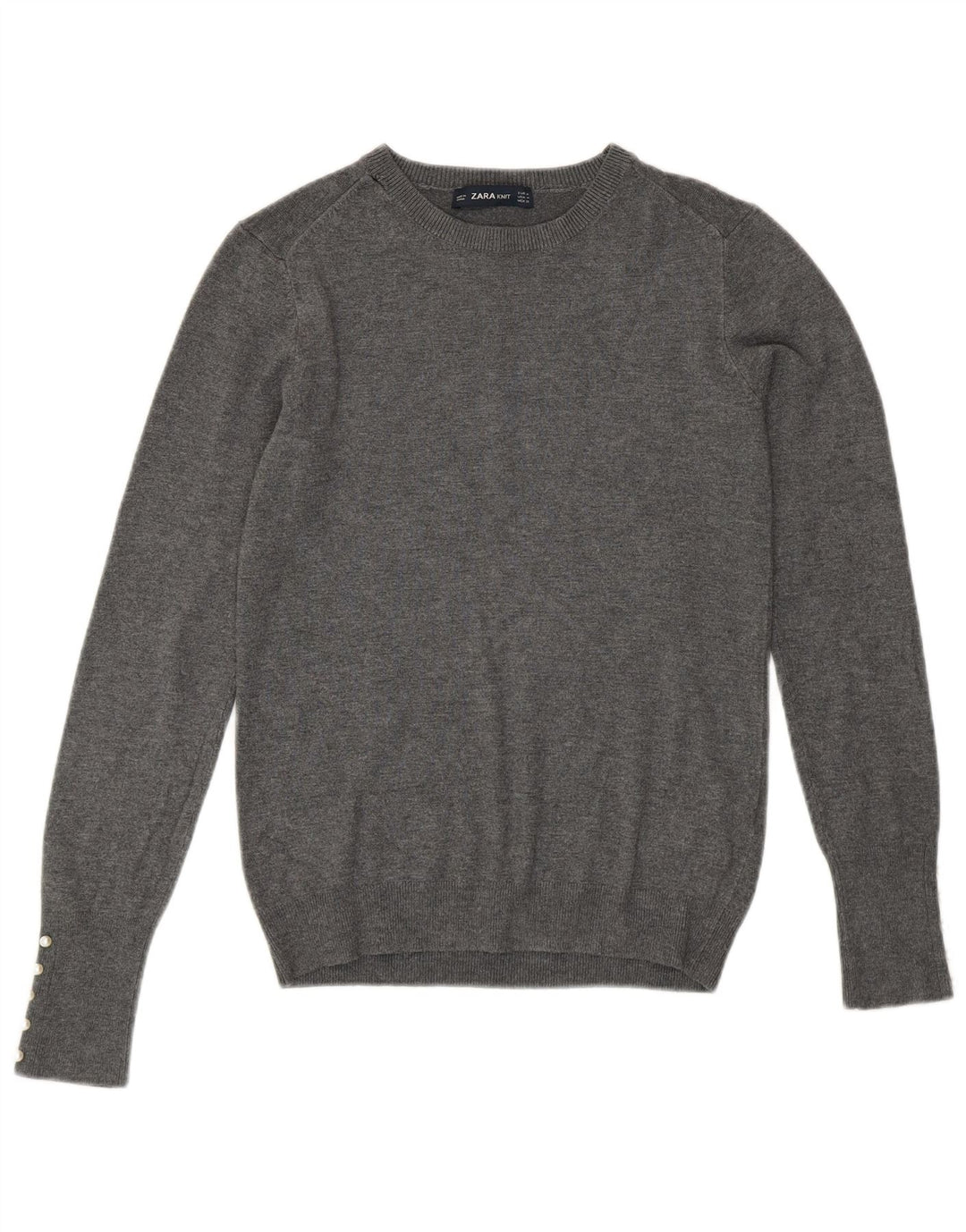 Zara Damen-Pullover mit Rundhalsausschnitt, UK 12, mittelgraue Viskose