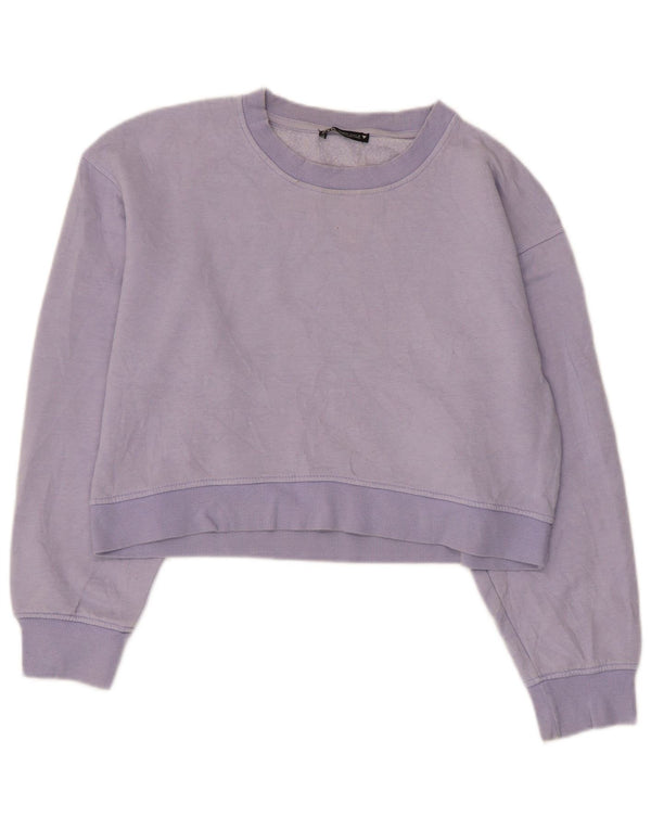 Zara Damen Crop Sweatshirt Pullover UK 14 Medium Lila