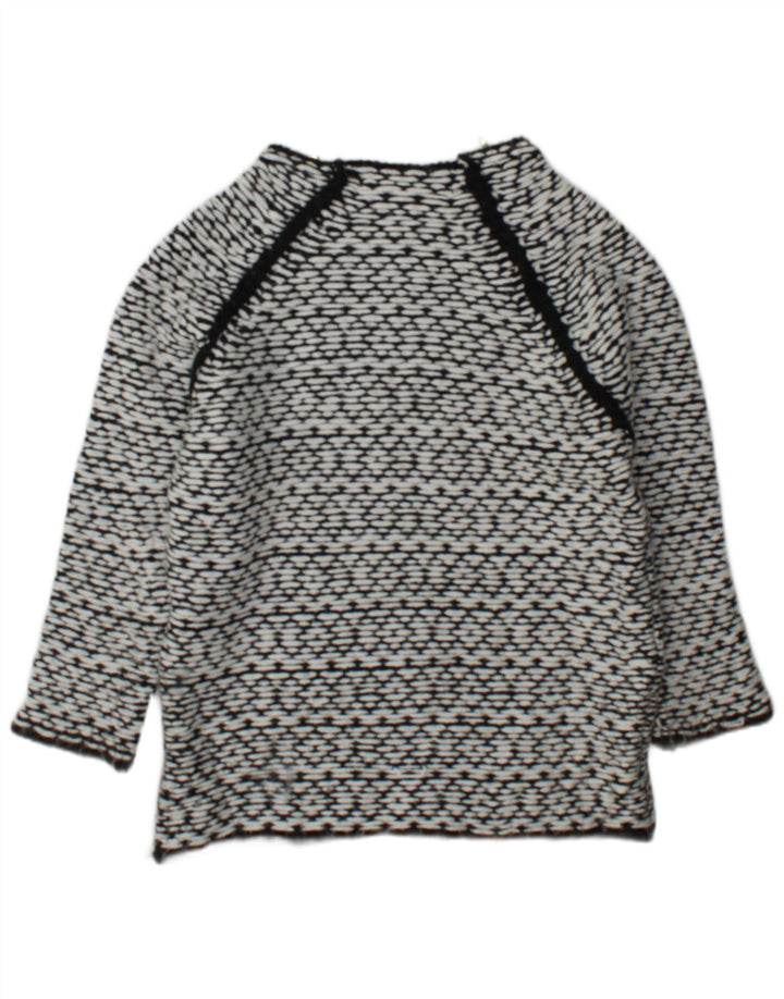 Zara Damen-Pullover mit U-Boot-Ausschnitt, Gr. 14, Mittelschwarz, geometrisch