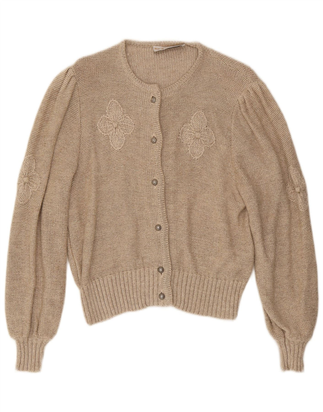 Stapf Damen Strickjacke Pullover UK 12 Medium Beige Floral