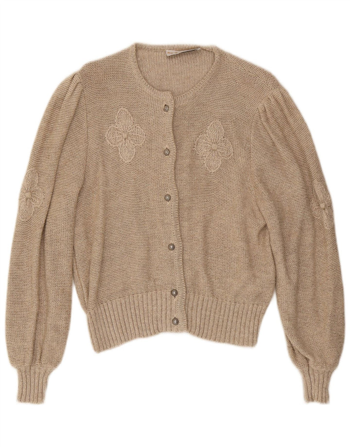 Stapf Damen Strickjacke Pullover UK 12 Medium Beige Floral