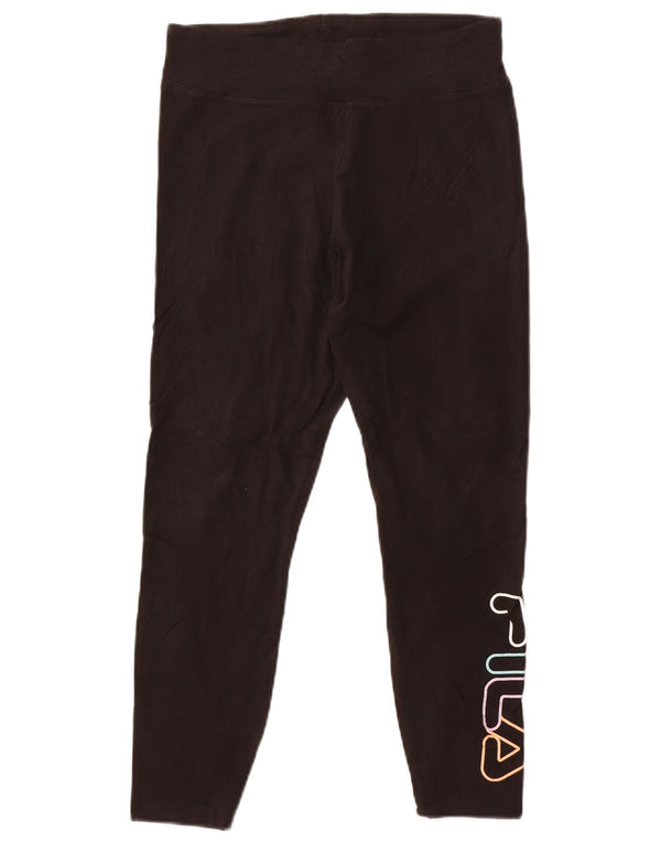 Fila Womens Graphic Crop Leggings UK 14 Große schwarze Baumwolle