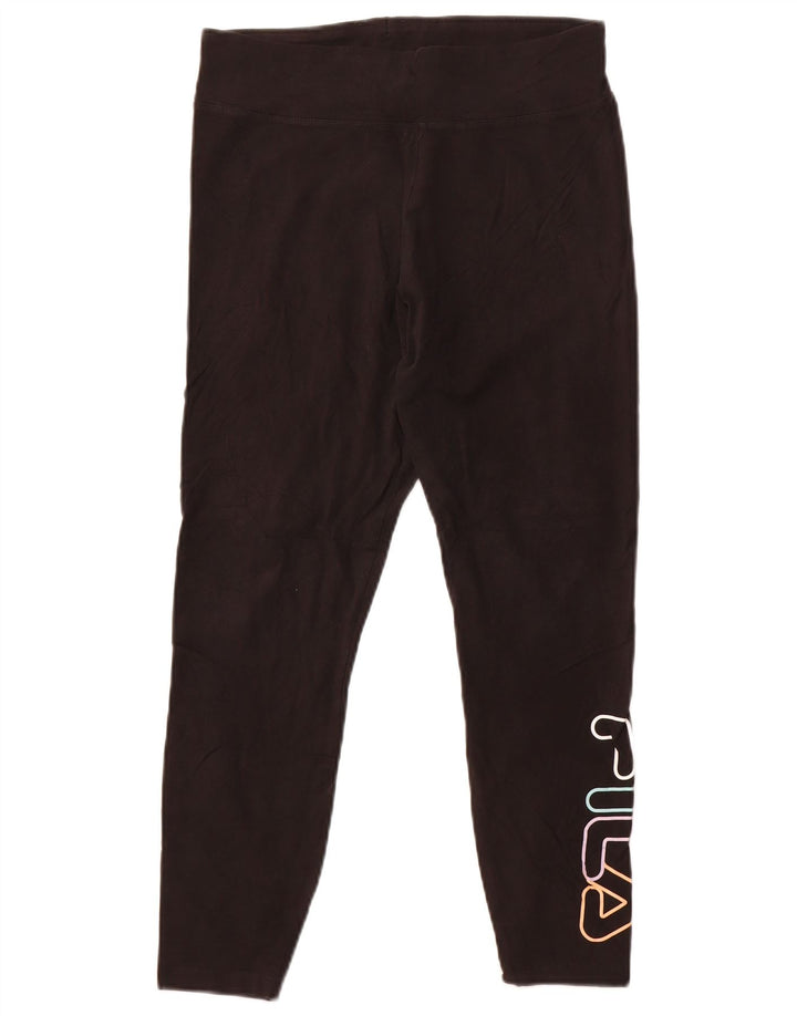 Fila Womens Graphic Crop Leggings UK 14 Große schwarze Baumwolle