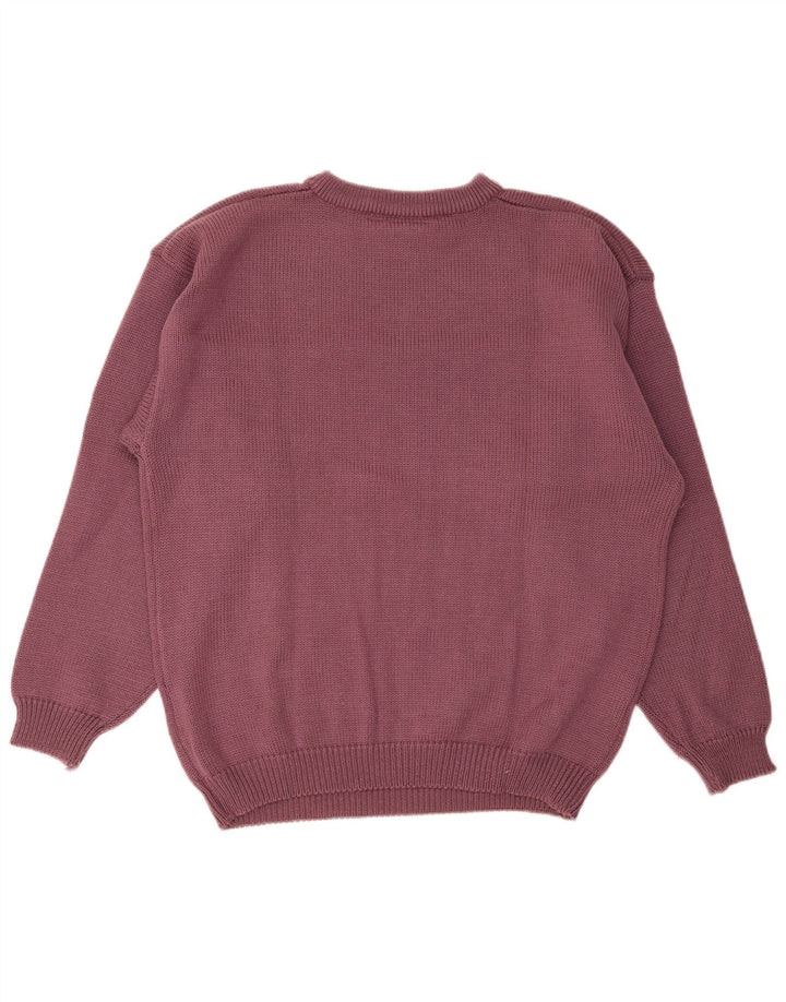 Vintage Herren Pullover mit Rundhalsausschnitt, groß, lila, Polyacryl