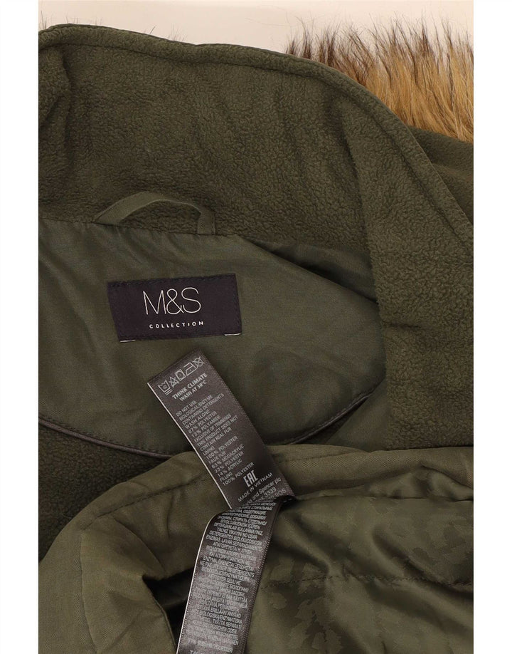 Marks & Spencer Damen-Parka mit Kapuze, UK 16, Größe L, Khaki, Polyester