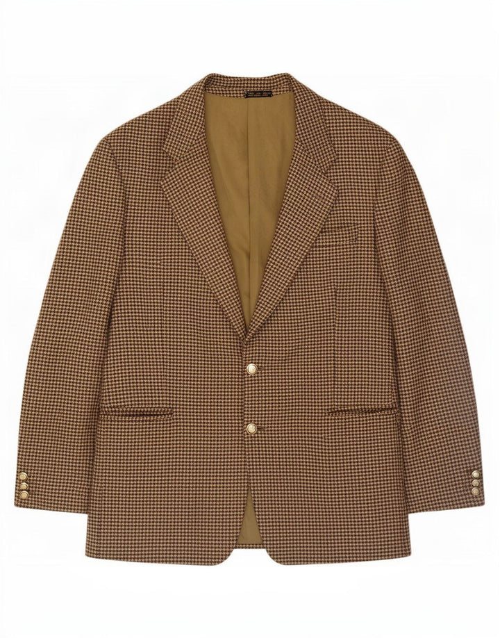 Enrico Coveri Herren-Blazer mit 2 Knöpfen, Gr. 40, Braun, Hahnentrittmuster