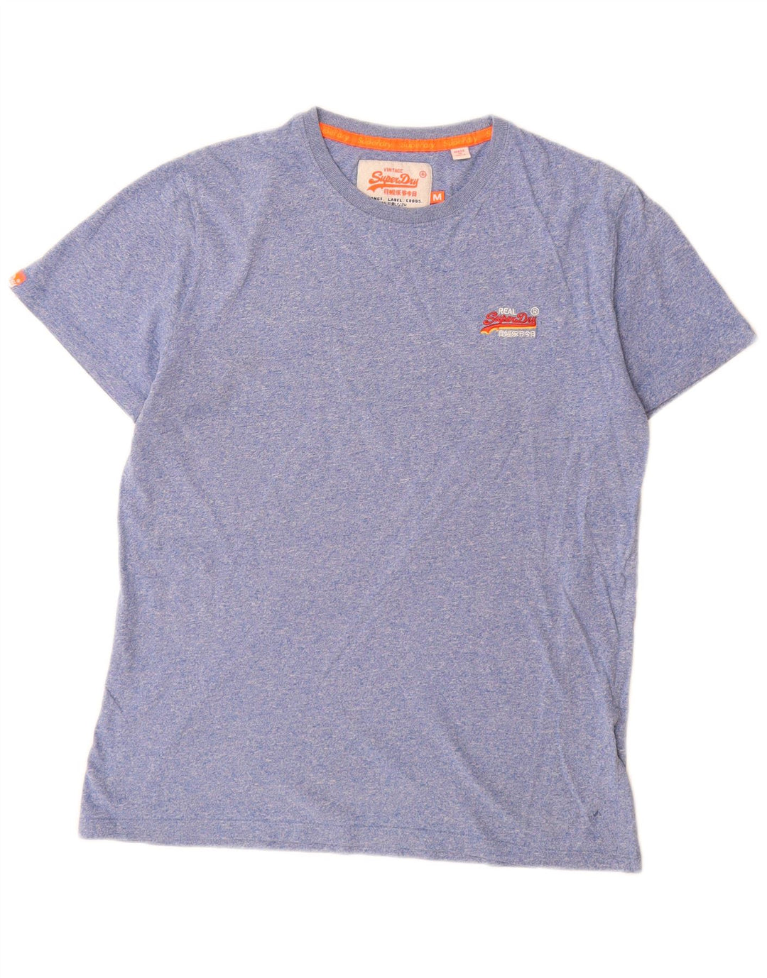 Superdry Herren T-Shirt-Oberteil aus mittelblau gefleckter Baumwolle
