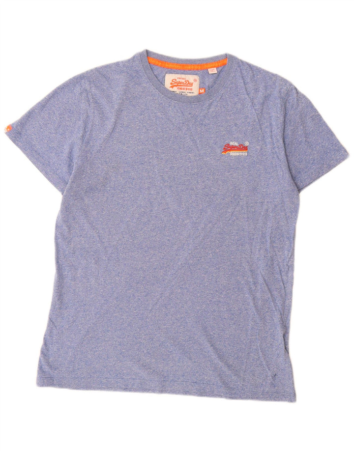 Superdry Herren T-Shirt-Oberteil aus mittelblau gefleckter Baumwolle