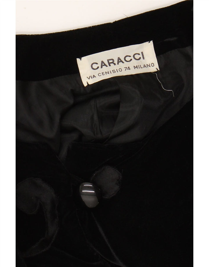 VINTAGE Damen-Blazer aus Samt mit 5 Knöpfen, UK 12, Mittelschwarz, Paisleymuster