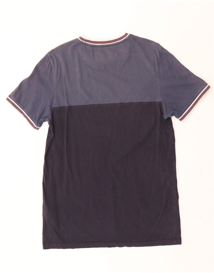 Ted Baker Herren T-Shirt Top Größe 3 Medium Marineblau Colourblock Baumwolle