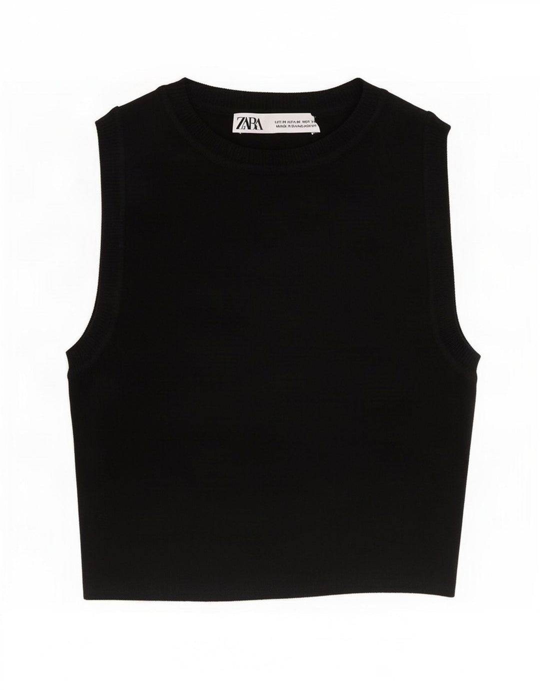 Zara Damen Crop Vest Top UK 12 Mittelschwarze Viskose