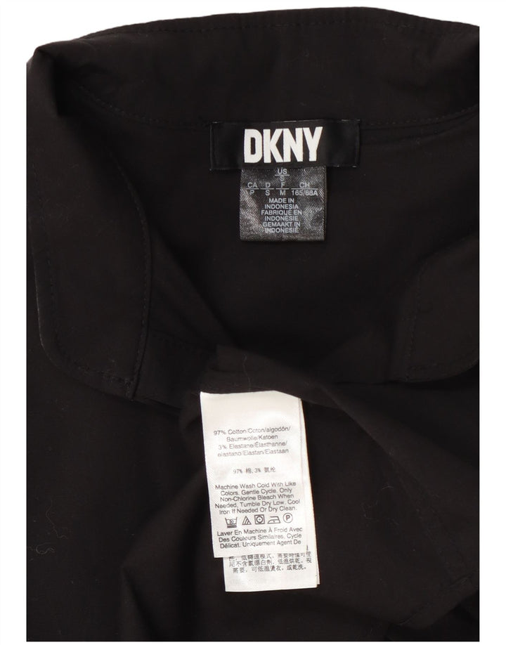 Dkny Damen Kurzarmhemd UK 10 Small Schwarz Baumwolle