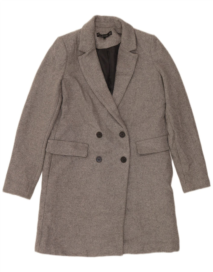 ZARA Damen Zweireihiger Mantel UK 10 Small Grau