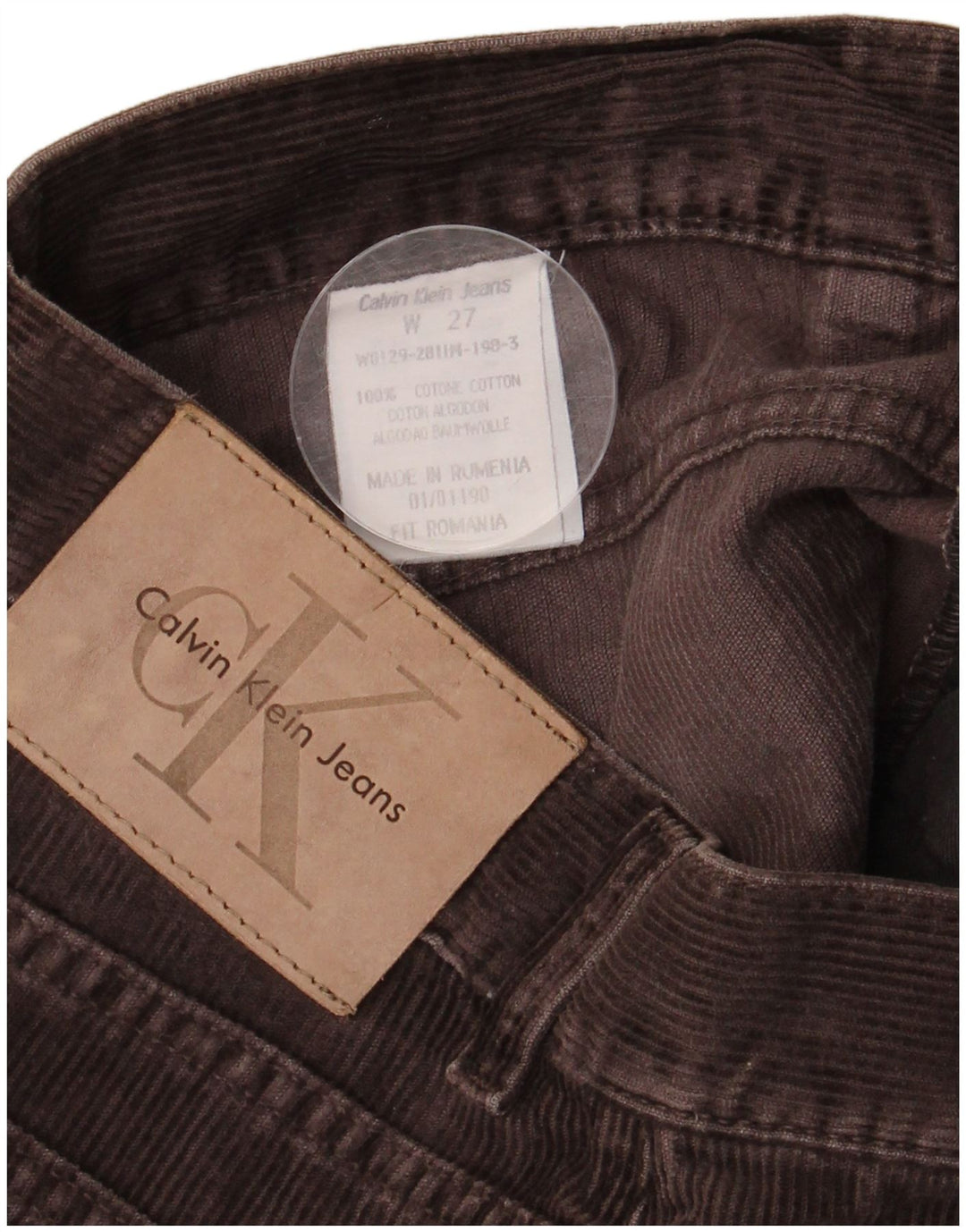 Calvin Klein Damen Bootcut-Cordhose W27 L26 Braune Baumwolle