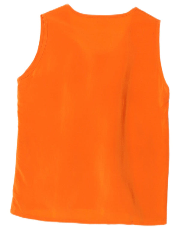 Vintage Damen Weste Top UK 10 Kleine Orange Seide