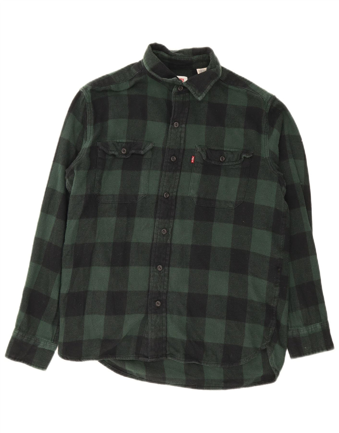 Levi's Herren-Flanellhemd, kleine grüne Gingham-Baumwolle