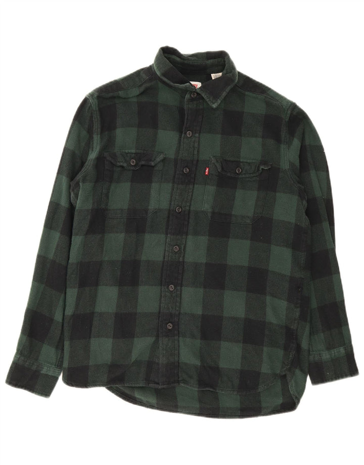 Levi's Herren-Flanellhemd, kleine grüne Gingham-Baumwolle