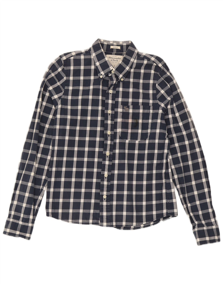 Abercrombie & Fitch Herren-Muskelhemd, groß, marineblau, kariert