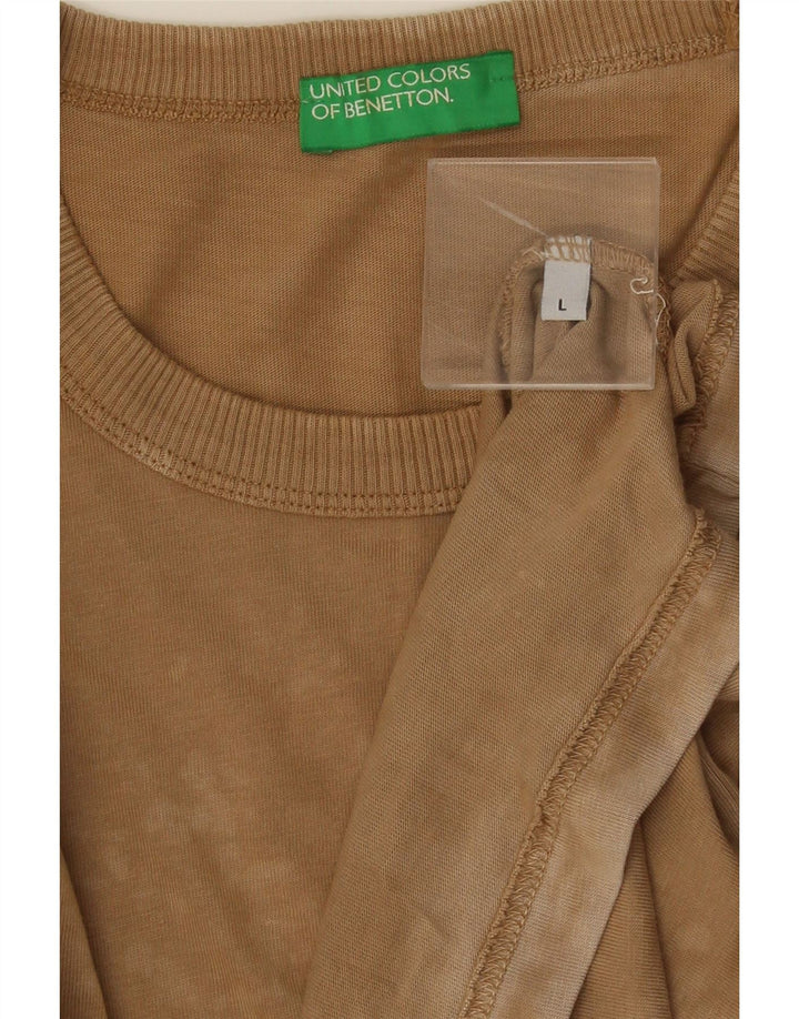 Benetton Herren Acid Wash T-Shirt Top Large Braun