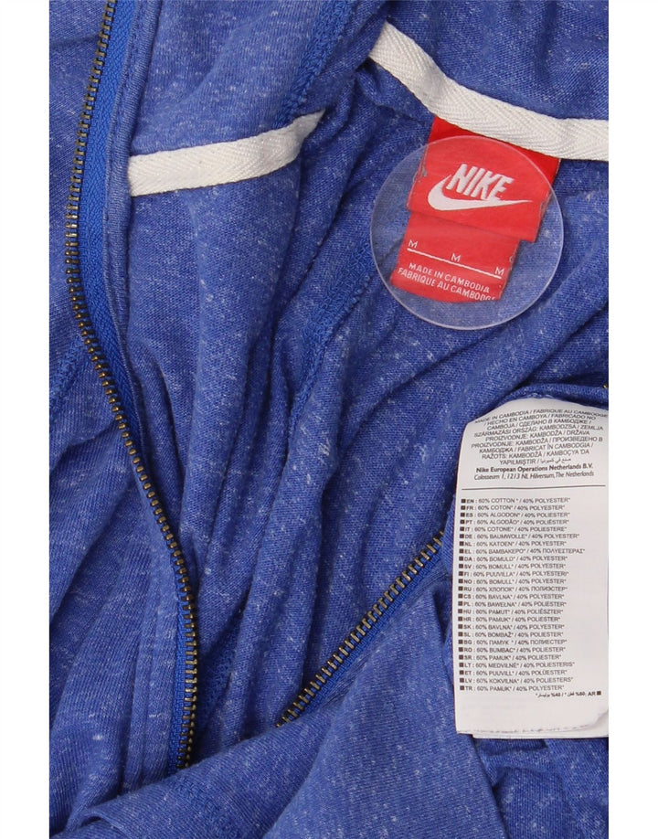 Nike Damen-Kapuzenpullover mit Reißverschluss, UK 14, mittelblau gefleckte Baumwolle
