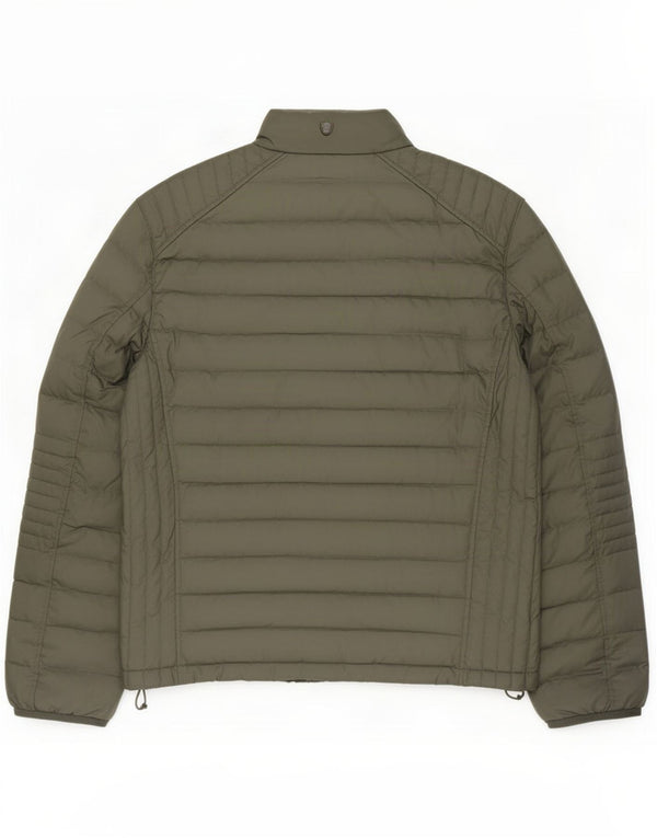 Massimo Dutti Herren Wattierte Jacke UK 40 Large Khaki Polyester