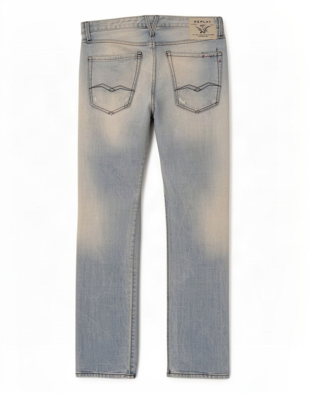 Replay Herren Straight Jeans W36 L34 Blaue Baumwolle