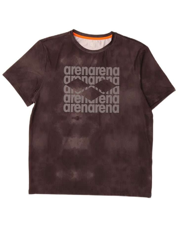 Arena Herren Grafik-T-Shirt-Oberteil, großes graues Batik-Polyester