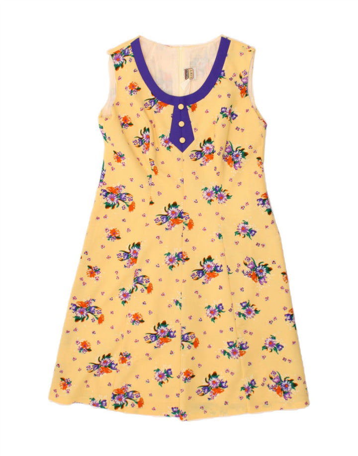 LOFT Womens Sleeveless A-Line Dress UK 14 Medium Yellow Floral Polyester Vintage Loft and Second-Hand Loft from Messina Hembry 