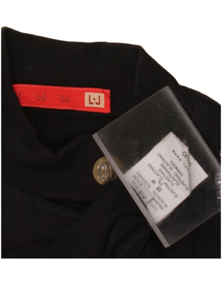 LIU JO Damen Crop Graphic 4 Button Blazer Jacke UK 6 XS Schwarz Baumwolle