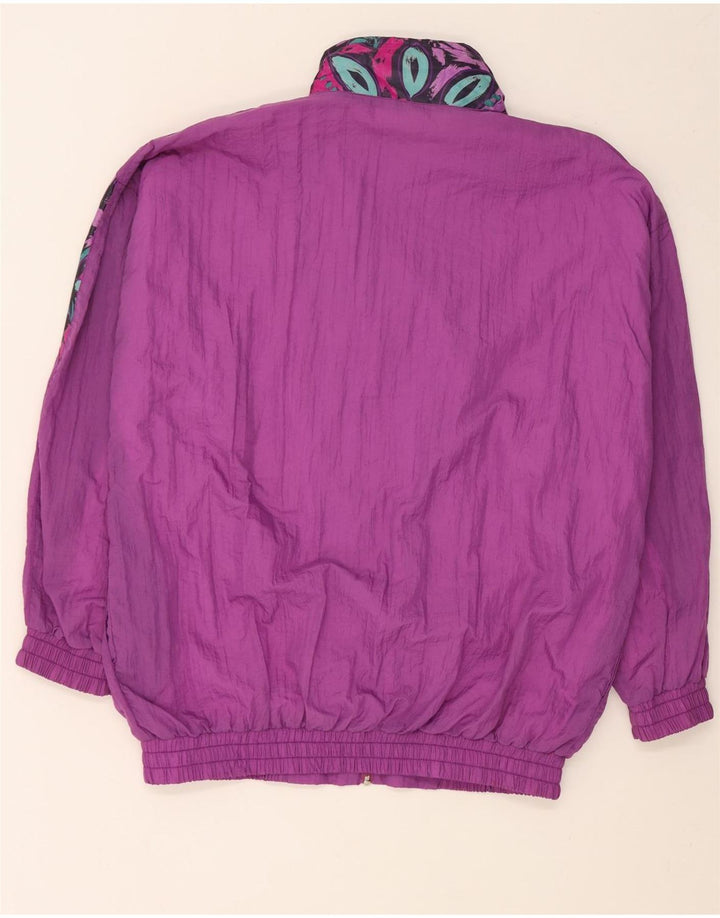 Vintage Damen Übergroßer Komplett-Trainingsanzug UK 16 Großes lila geometrisches Nylon