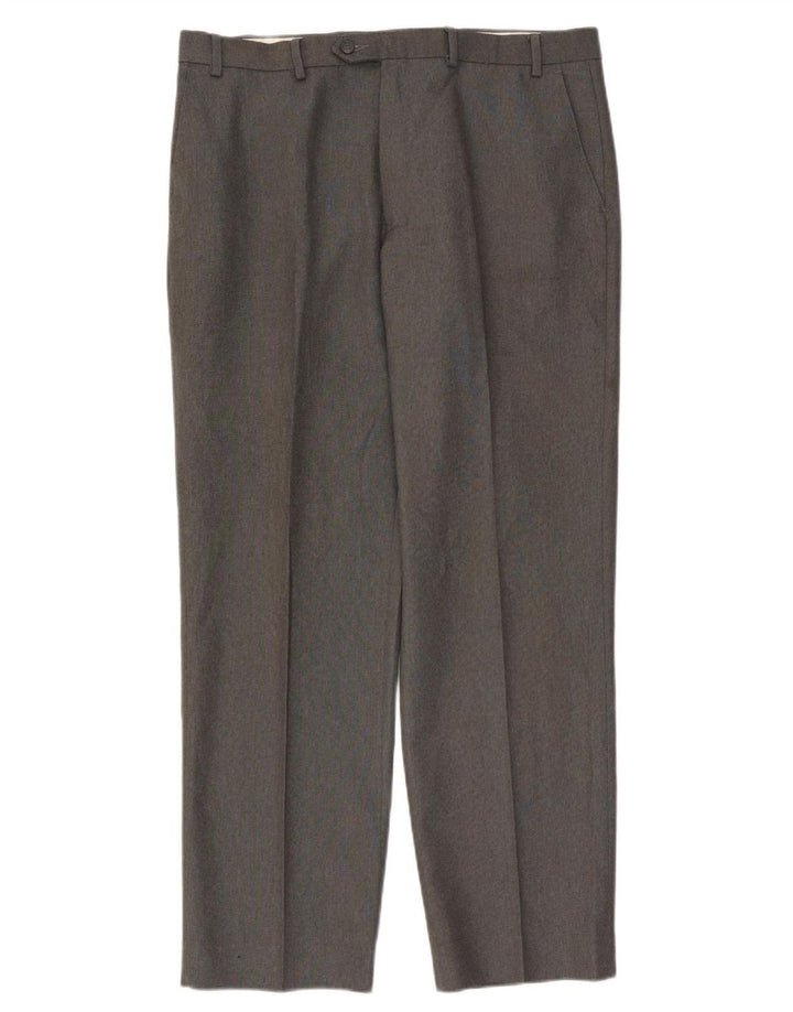 Gerade Herren-Anzughose von Marks & Spencer, W38, L33, grau, Polyester