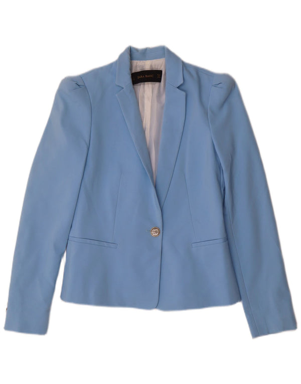 Zara Damen 1-Knopf-Blazerjacke UK 10 Small Blau Polyester
