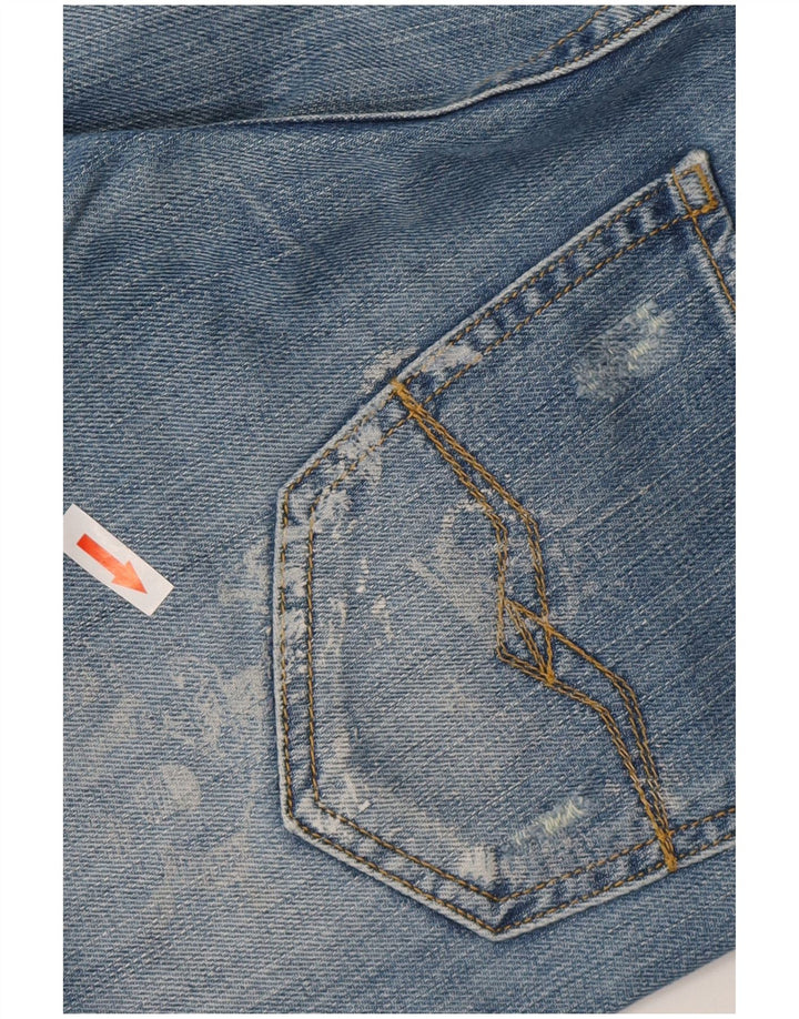 Replay Damen Distressed Straight Jeans W28 L29 Blaue Baumwolle