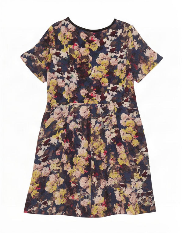 Monsoon A-Linien-Kleid für Damen, UK 18, XL, blau, geblümt, Baumwolle