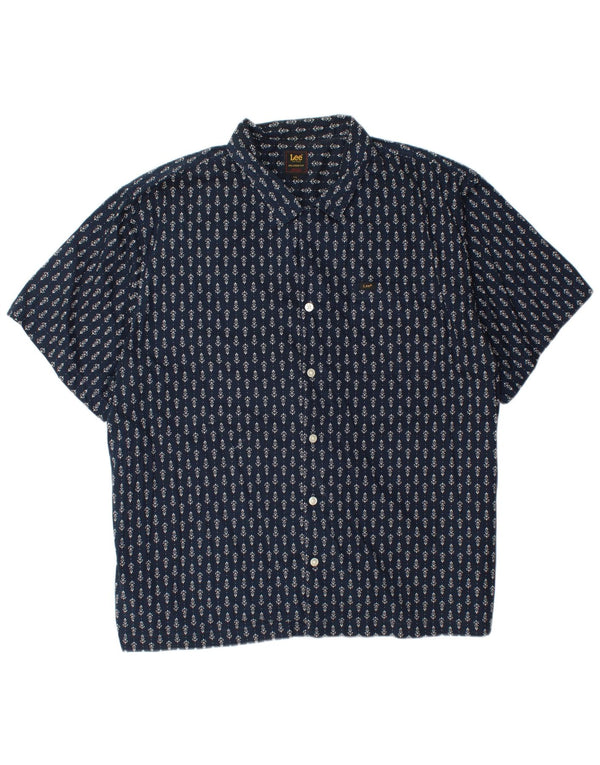 Lee Herren-Hemd, kurzärmelig, entspannte Passform, 2XL, Marineblau, Blumenmuster, Baumwolle