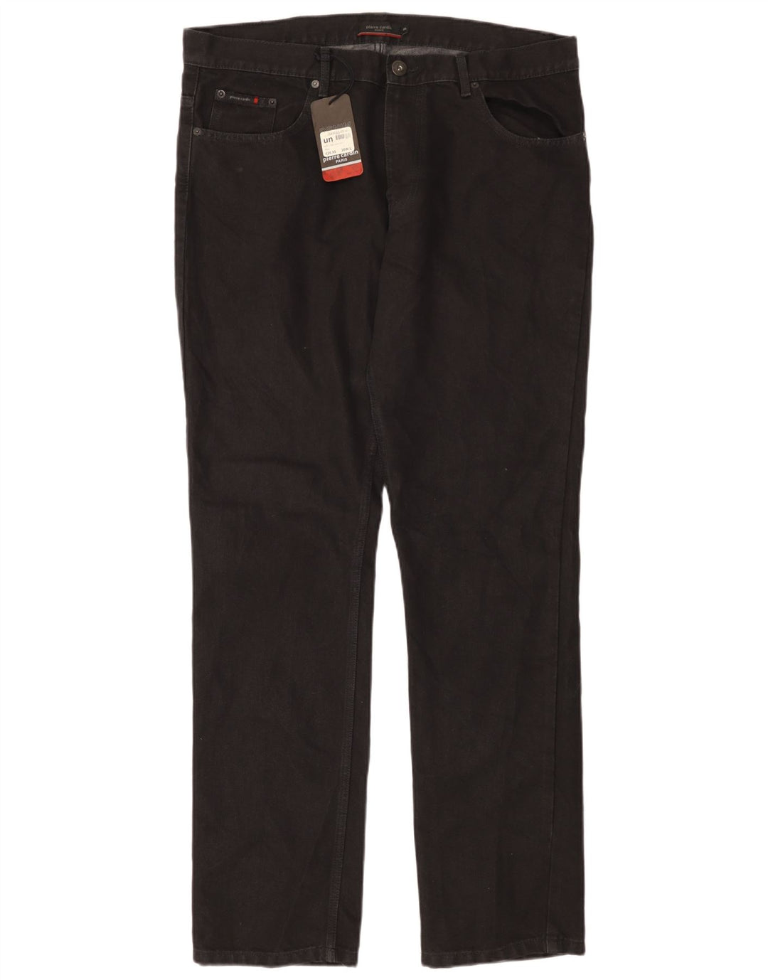 PIERRE CARDIN Herren Paris Straight Jeans W38 L34 Schwarze Baumwolle