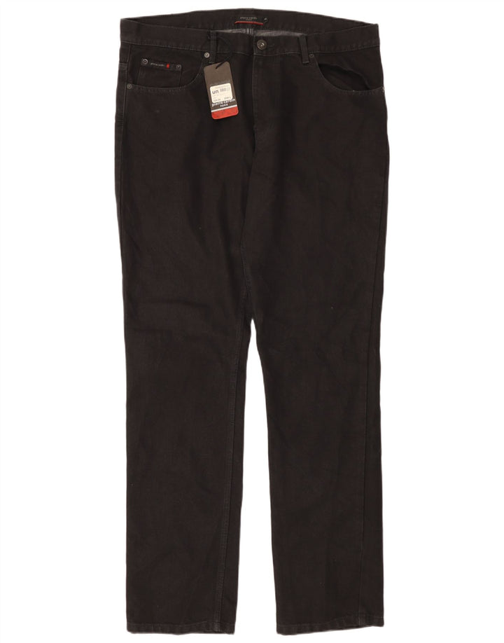 PIERRE CARDIN Herren Paris Straight Jeans W38 L34 Schwarze Baumwolle