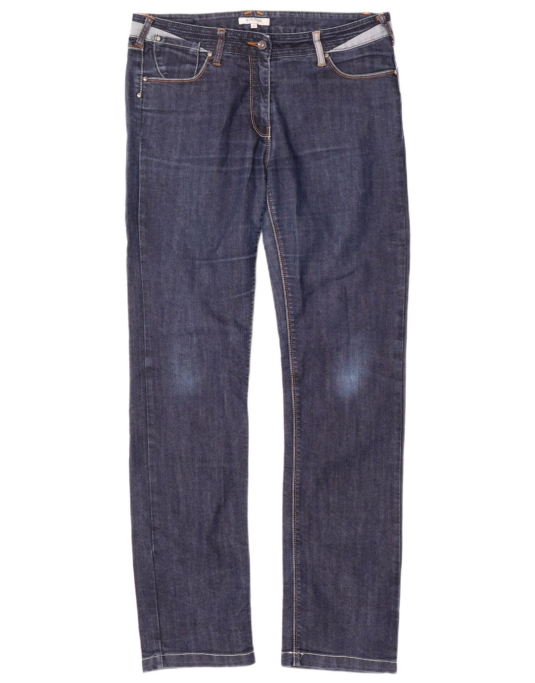 Geox Damen Respira Straight Jeans IT 46 Large W32 L32 Marineblaue Baumwolle