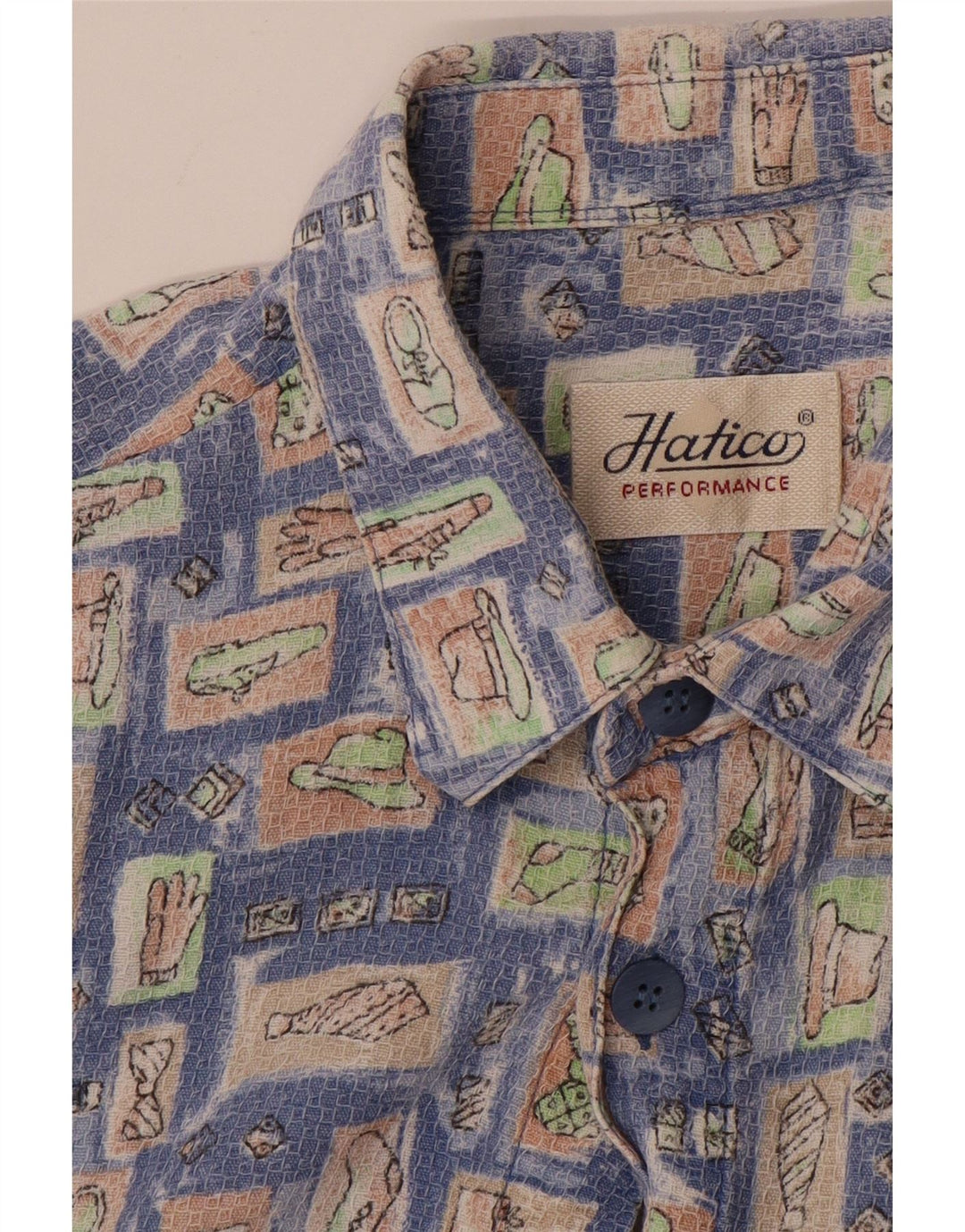 HATICO Herren-Kurzarmhemd, groß, blau, geometrisch