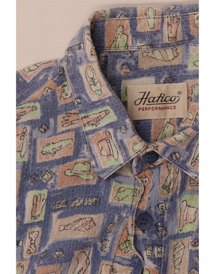 HATICO Herren-Kurzarmhemd, groß, blau, geometrisch