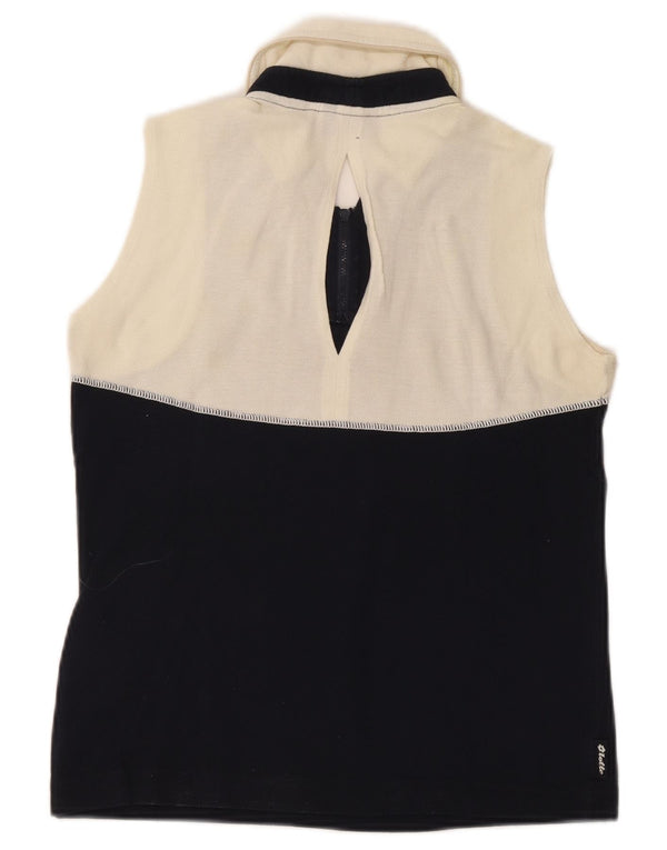 Lotto Damen-Poloshirt, ärmellos, UK 10, Größe S, marineblau, Colourblock-Baumwolle