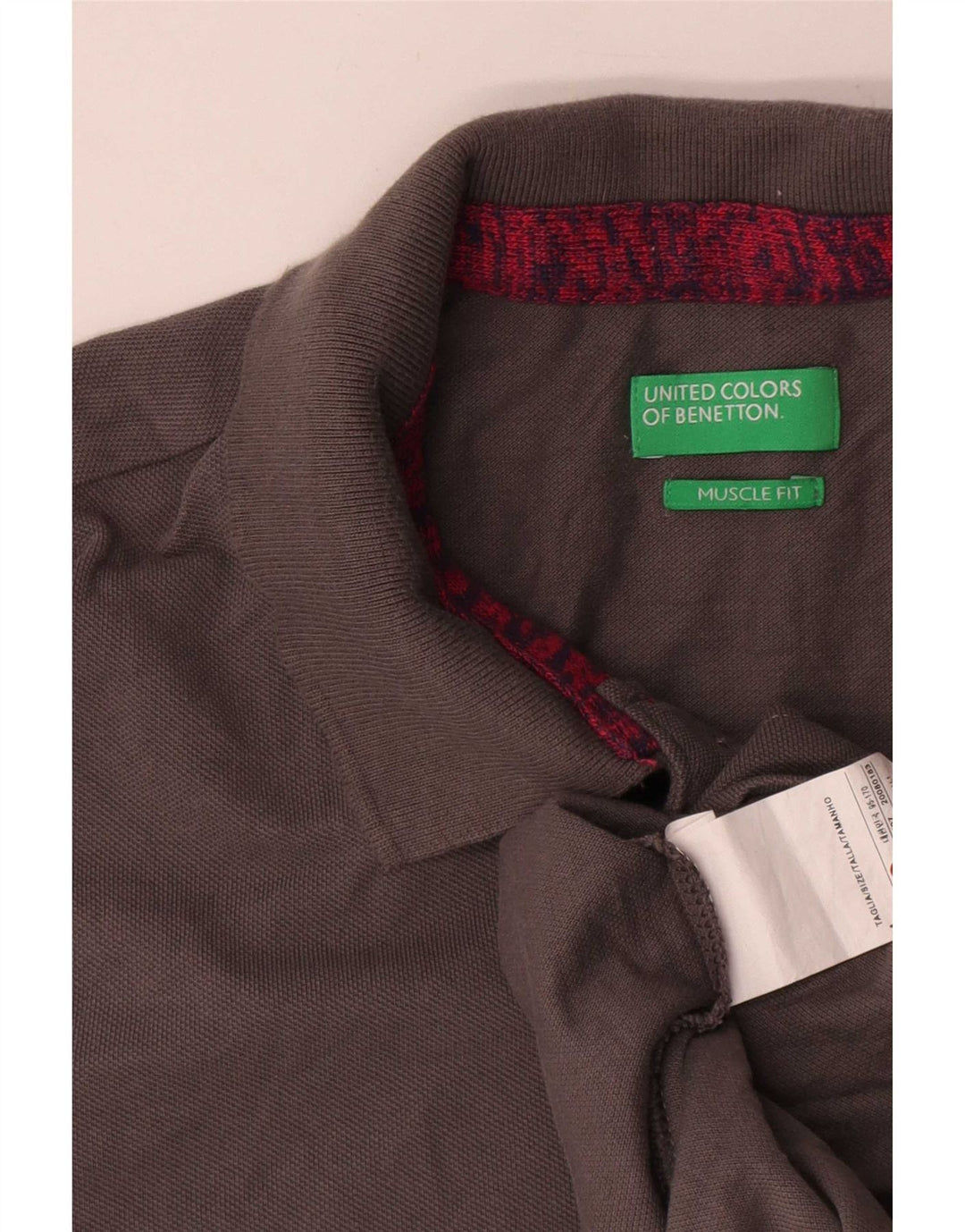 Benetton Herren-Muscle-Fit-Poloshirt aus mittelgrauer Baumwolle