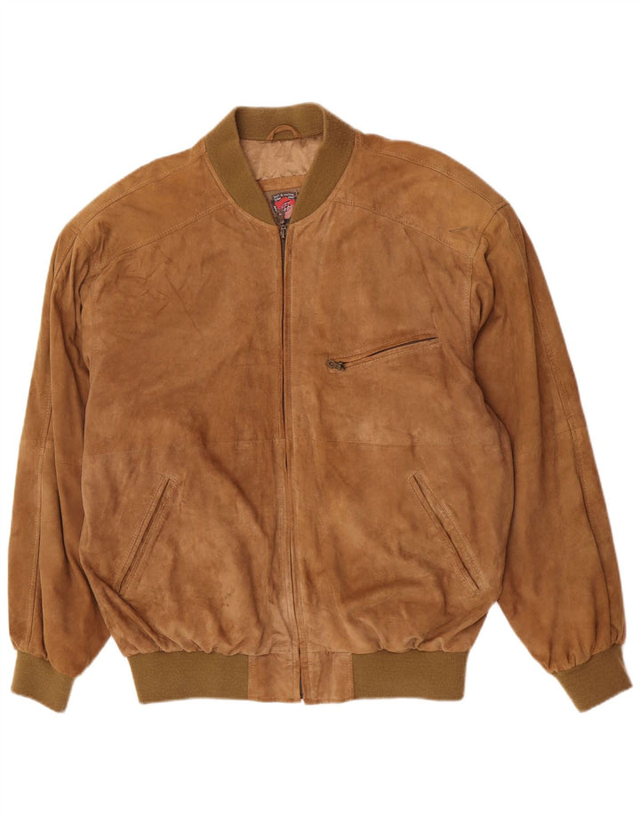 Vintage Herren Bomber Wildlederjacke UK 44 2XL Braunes Leder