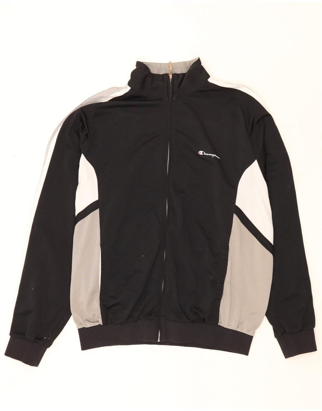 Champion Herren-Trainingsanzug-Oberteil, Jacke, 2XL, schwarzes Colourblock-Polyester