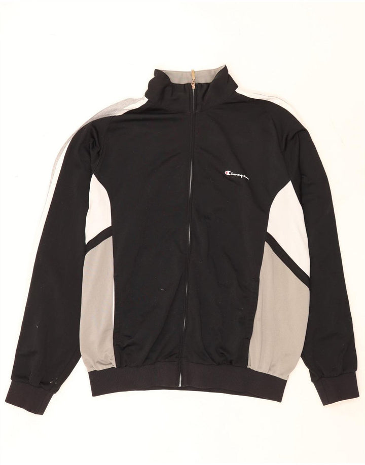 Champion Herren-Trainingsanzug-Oberteil, Jacke, 2XL, schwarzes Colourblock-Polyester