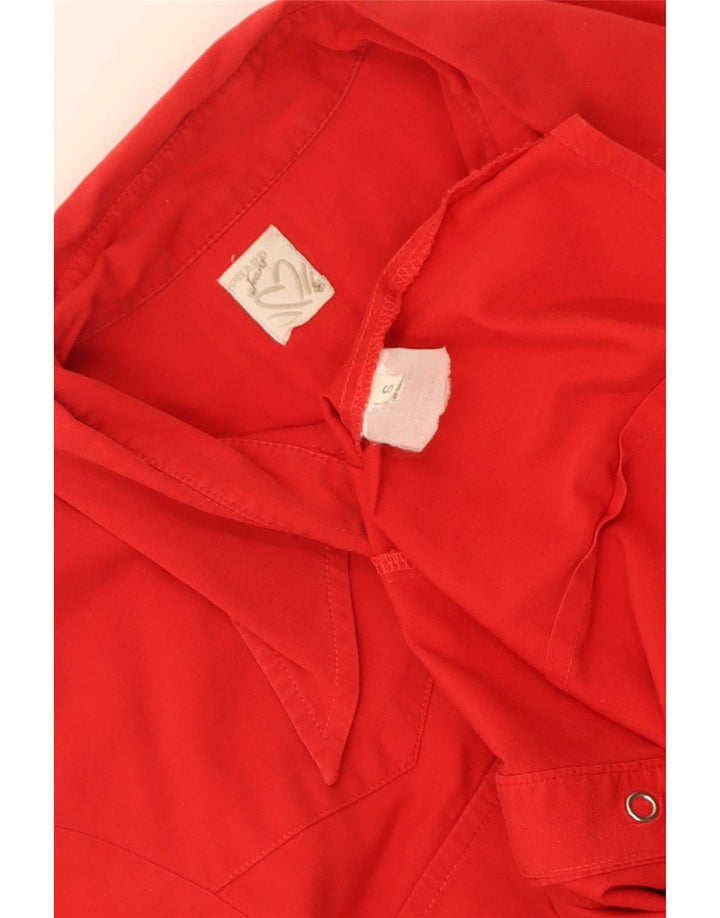 Vintage Damen 3/4-Ärmel-Hemdbluse UK 10 Small Rot