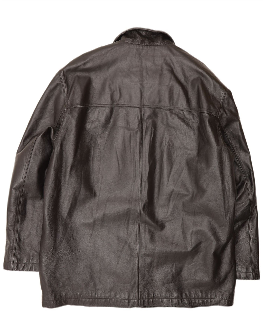 Vintage Herren Ledermantel IT 58 3XL Schwarz