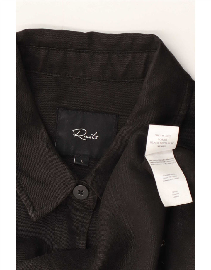 Rails Womens Graphic Shirt UK 16 Large Schwarz Lyocell